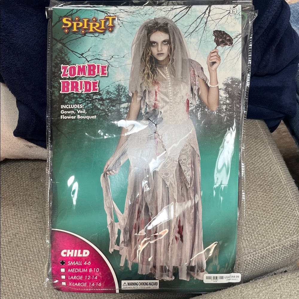 Spirit Zombie Bride Kids Costume - Gray and Red